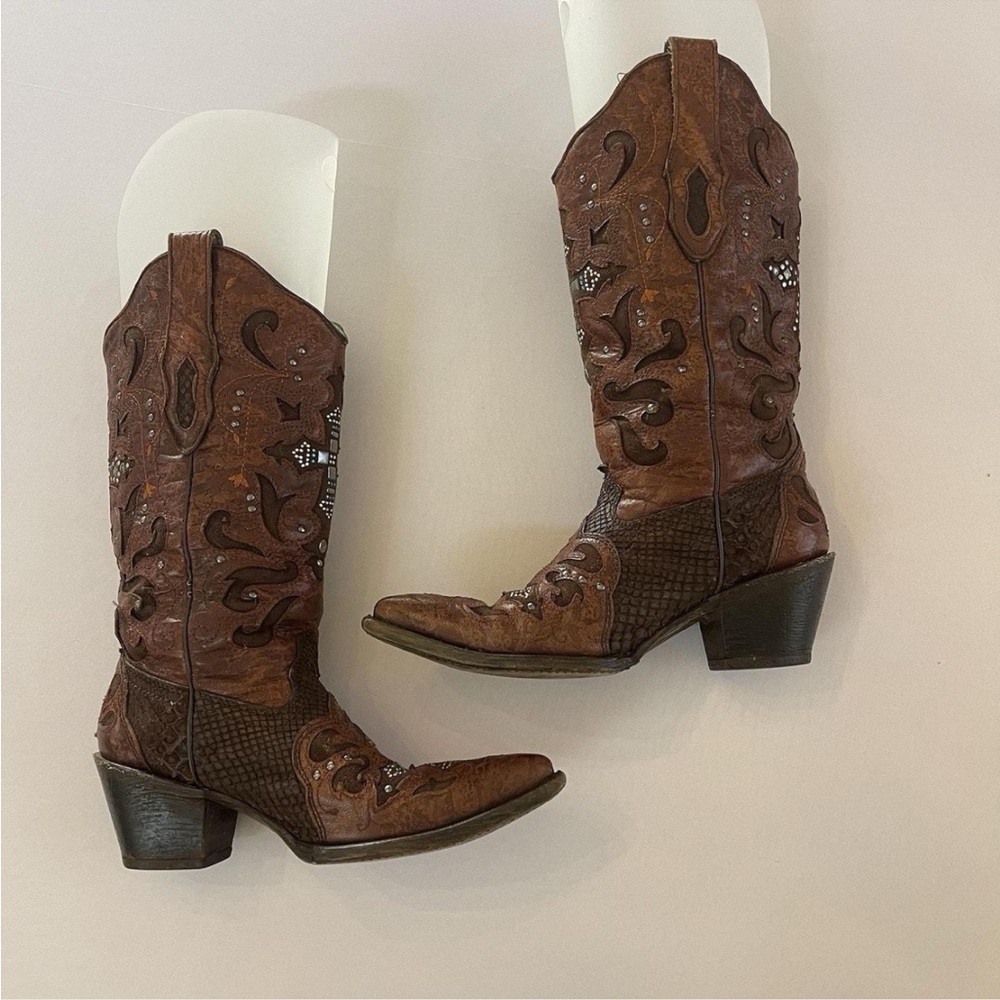 Corral vintage Brown Western Embroidered Boots size 5.5 - Picture 4 of 7